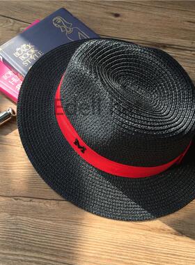 草帽红色防晒沙滩爵士帽夏季新品