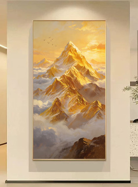 大芬村手绘油画日照金山客厅装饰画新款轻奢走廊壁画入户玄关挂画