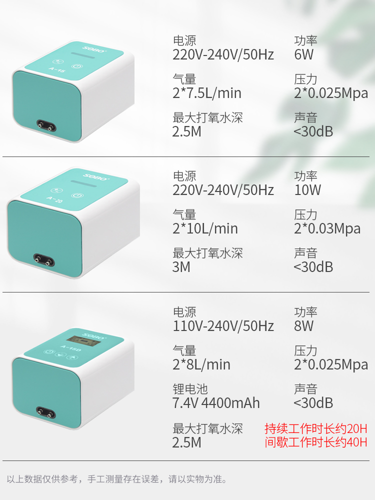 松宝增氧泵鱼缸氧气泵超静音家用大功率养鱼充氧机节能省电氧气泵