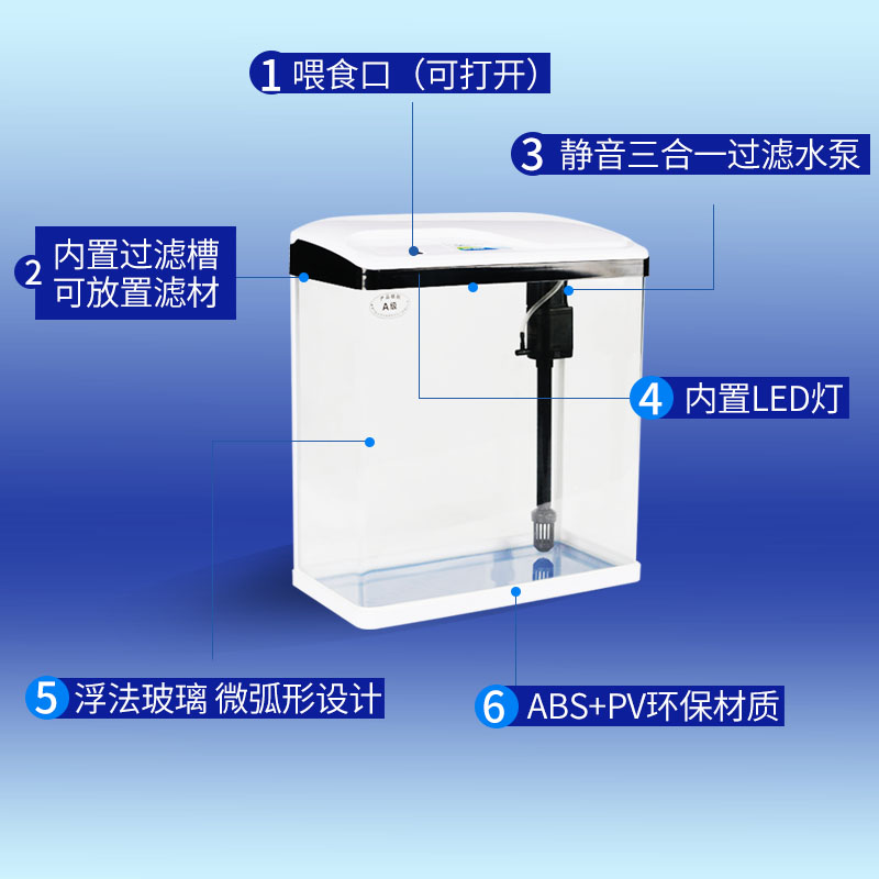 松宝小型鱼缸水族箱客厅家用造景超白玻璃鱼缸小型生态桌面金鱼缸-图1