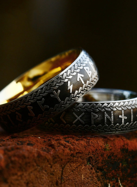 欧美复古钛钢戒指男士