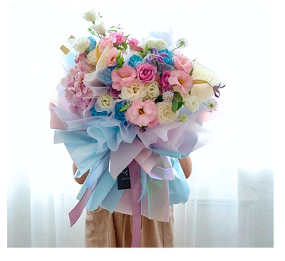 雾面纸鲜花包装纸花艺diy材料半透明纯色防水韩式玫瑰花束包花纸 虎窝淘