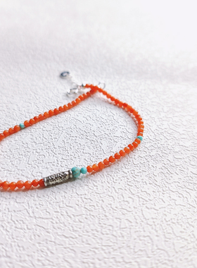 天然南红绿松手链手作小众设计