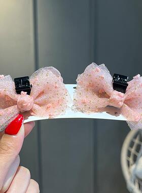 双面蝴蝶结小号抓夹儿童头饰发夹甜美女孩前额刘海对夹女童发饰卡