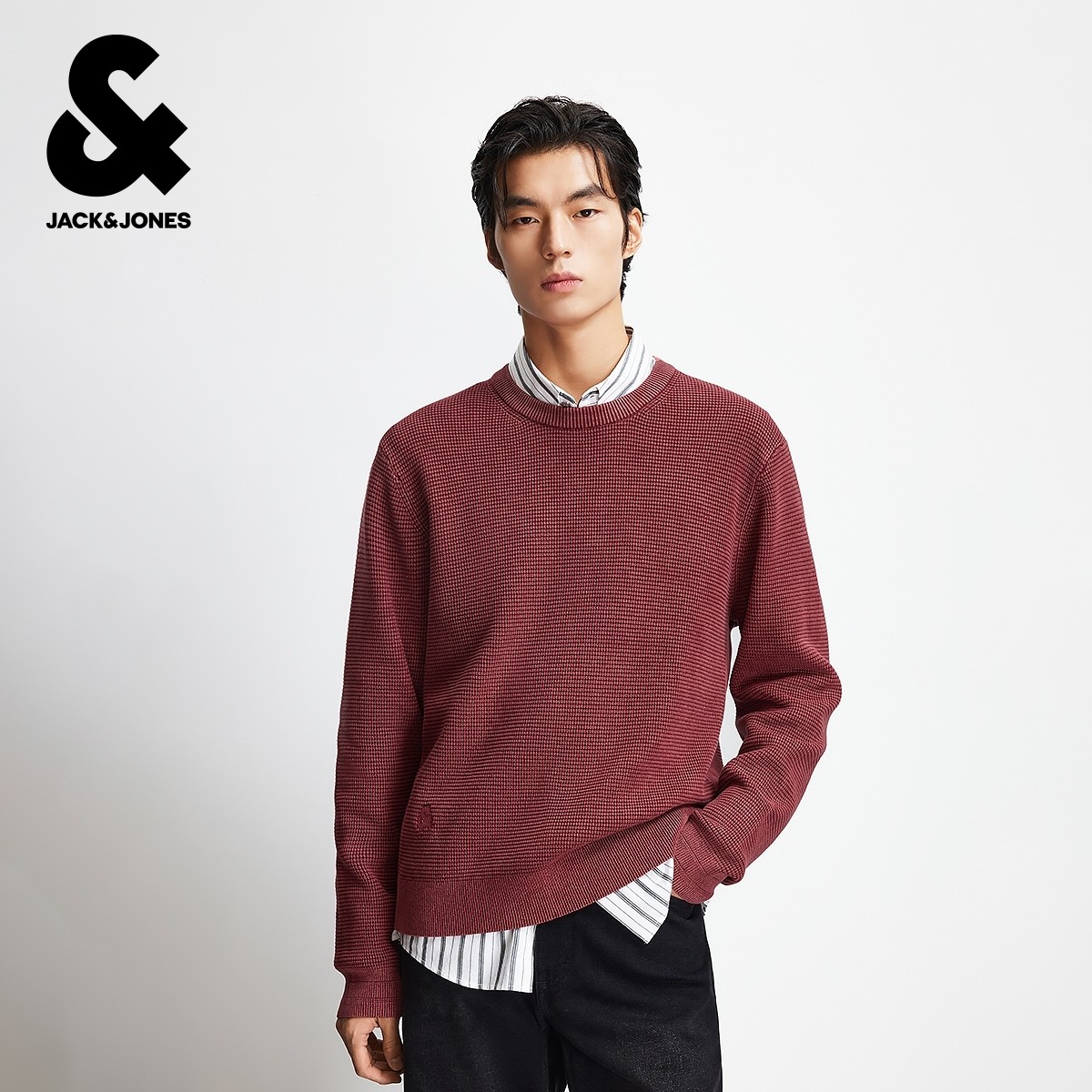 杰克琼斯男装毛衣冬季2025年新款简约印花纯色时尚圆领长袖针织衫,淘宝优惠券,粉丝福利购,淘宝优惠卷