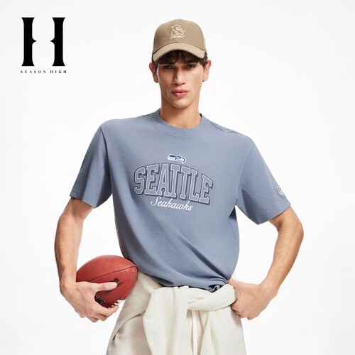 SEASONHIGH男装T恤短袖上衣NFL联名夏潮流百搭舒适字母贴布圆领 - 图3