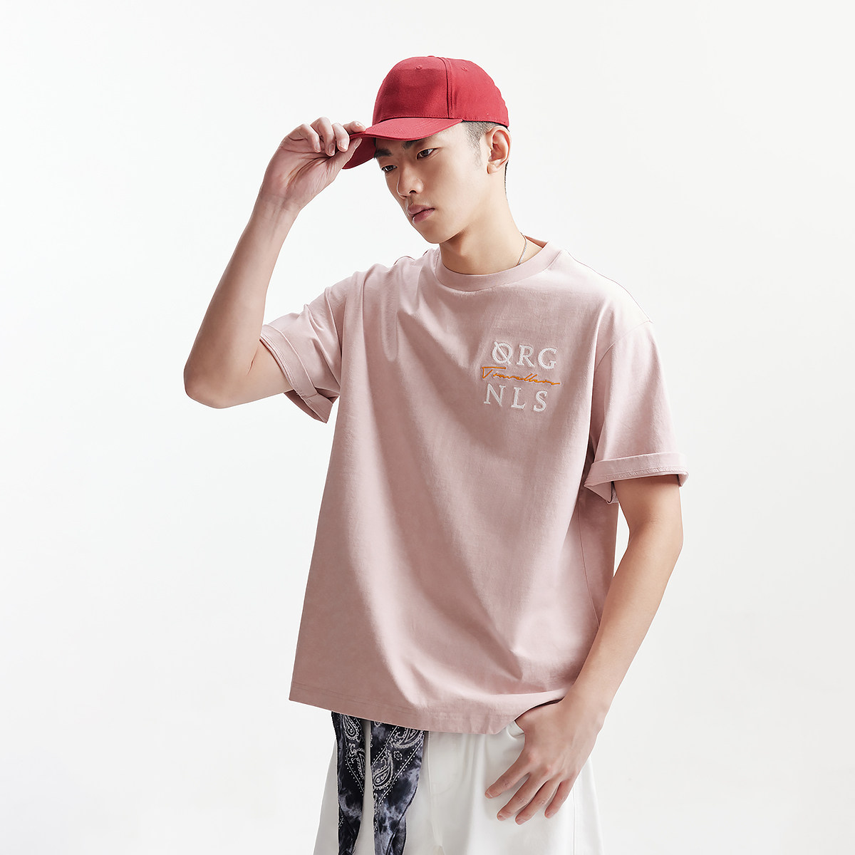 杰克琼斯夏季新款废土T简约宽松做旧刺绣字母重磅纯棉短袖T恤男装