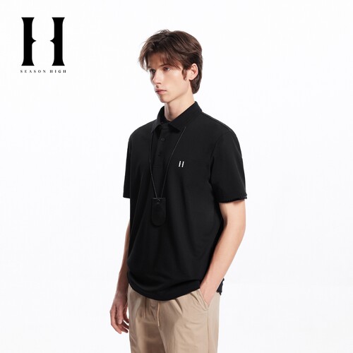 SEASON HIGH秋季T恤常规版型胸前刺绣短袖polo衫衬衫男装翻海鸥领 - 图3