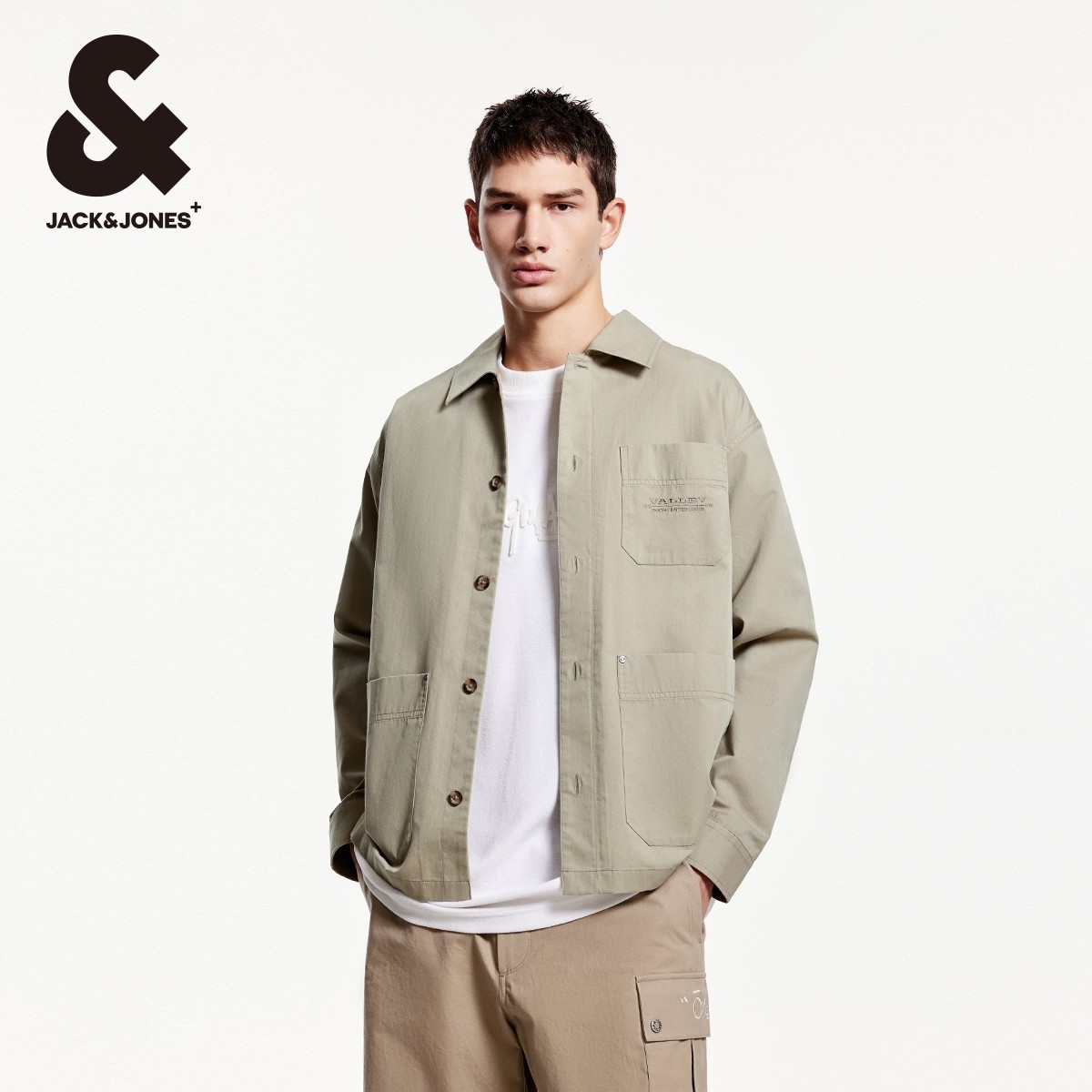 杰克琼斯男装2025年秋季新款工装衬衫外套宽松多口袋刺绣夹克上衣,淘宝优惠券,粉丝福利购,淘宝优惠卷