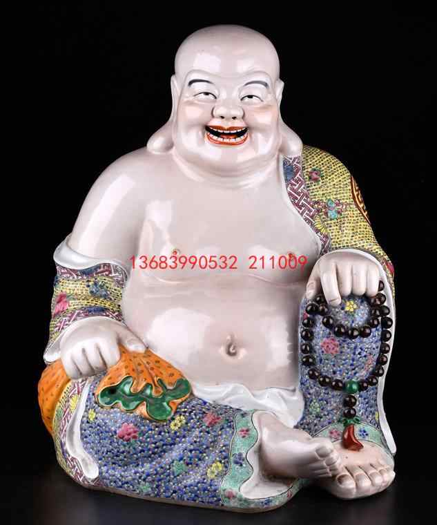 割引卸値珍品☆弥勒佛粉彩人物中国五彩彫五福童子置物中国美術五人唐子