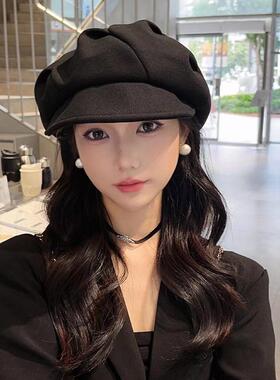 显脸小云朵八角帽子女秋冬季百搭