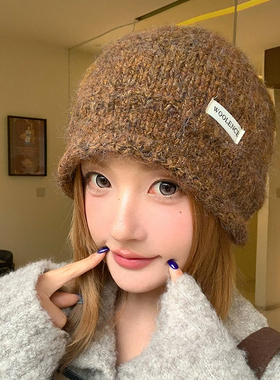 韩版秋冬女保暖显脸小针织冷帽