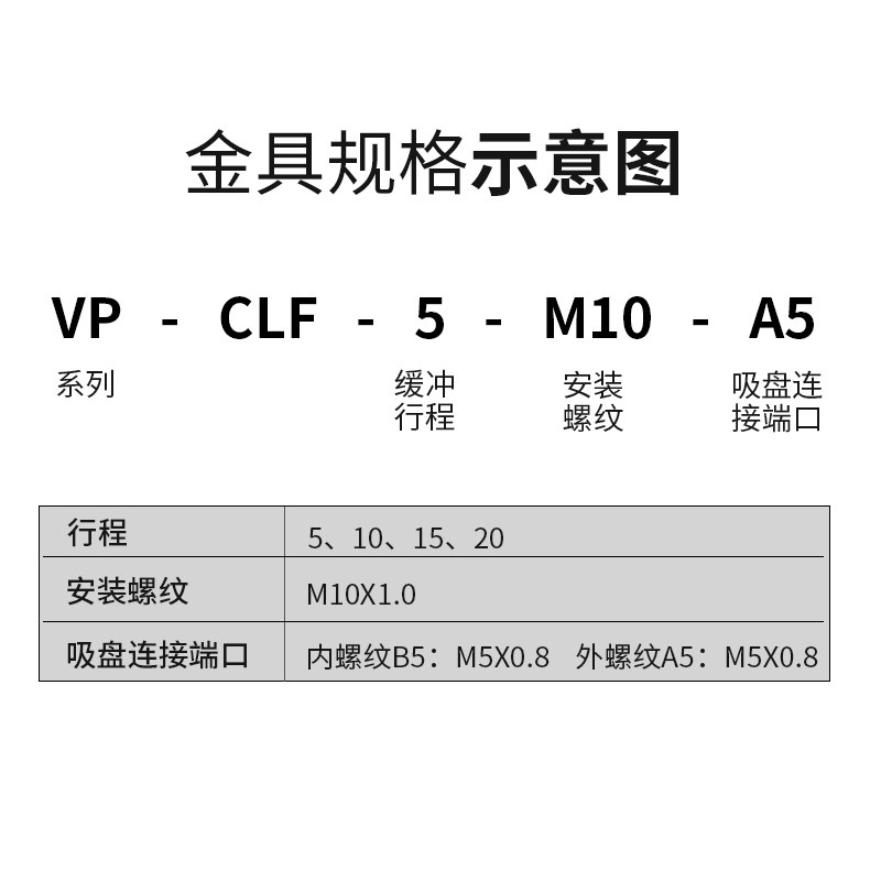 低摩擦内伸缩型带缓冲真空吸盘杆不锈钢VP-CLF-5/10/15-M10金具,淘宝优惠券,粉丝福利购,淘宝优惠卷