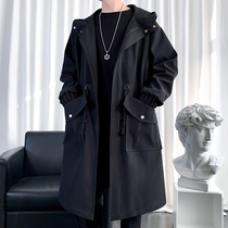 Ksuru civilian Grand dressing mens mid-autumn winter thickened Inron windsurmounted black laminated cotton Lianhood overalls jacket