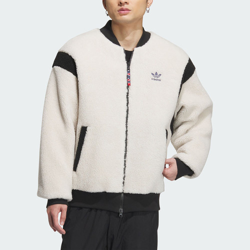 Adidas/阿迪达斯正品三叶草男女羊羔绒双面穿夹克外套IX4214 - 图2