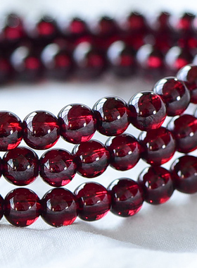 天然酒红石榴石手链女正品三圈