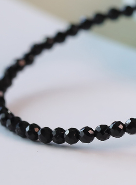 3mm极细带眼彩尖晶石珠子手串女