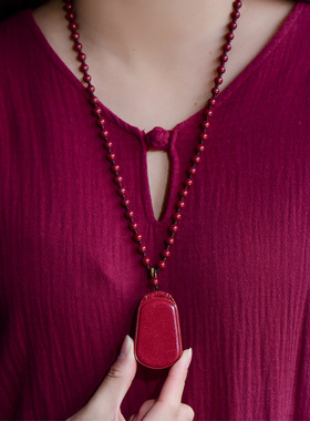 保真朱砂原石无事牌吊坠平安