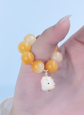 炭烧猫咪白玉菩提根手持挂件