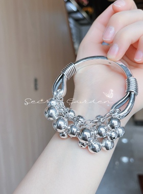 秒杀纯银70克左右转运珠足银990手镯有求必应个性小众女生礼物