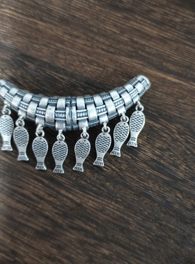 新客价S925鱼滴流弯管纯银复古国风做旧民族风毛衣项链