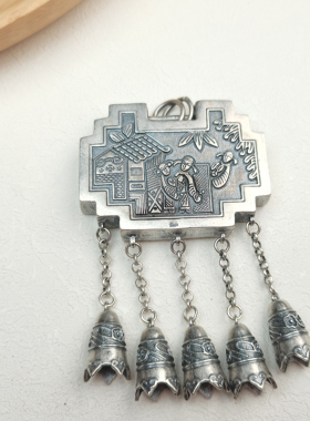 纯银S925毛衣链民族风喜上眉梢复古女生原创设计吊坠新年礼