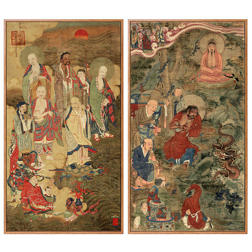 罗汉图古代人物画佛像挂画新中式玄关走廊装饰画禅意茶室壁画仿古 - 图3