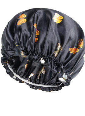 nightcap shower cap women 纯色浴帽时尚缎面宽边睡帽女士化疗帽