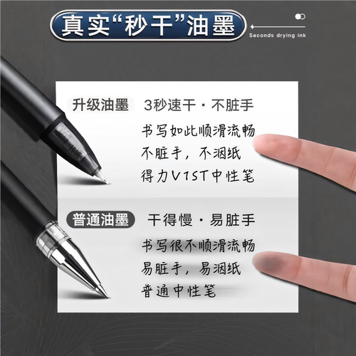 得力速干刷题笔ST按动中性笔考试笔学生用黑色V1备考黑笔按压水性笔0.5mm子弹头圆珠笔高颜值中高考学生专用 - 图2