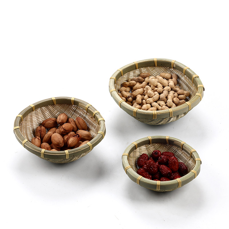 手工竹编果篮 圆形青蔑收纳筐 家用洗菜篮子 小竹筐 淘米篮馒头筐,淘宝优惠券,粉丝福利购,淘宝优惠卷