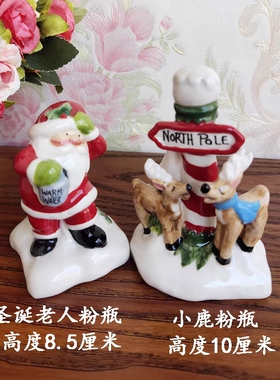 Blue sky布鲁瓷新款陶瓷圣诞老人小鹿烛台摆件欧式家居节日装饰品