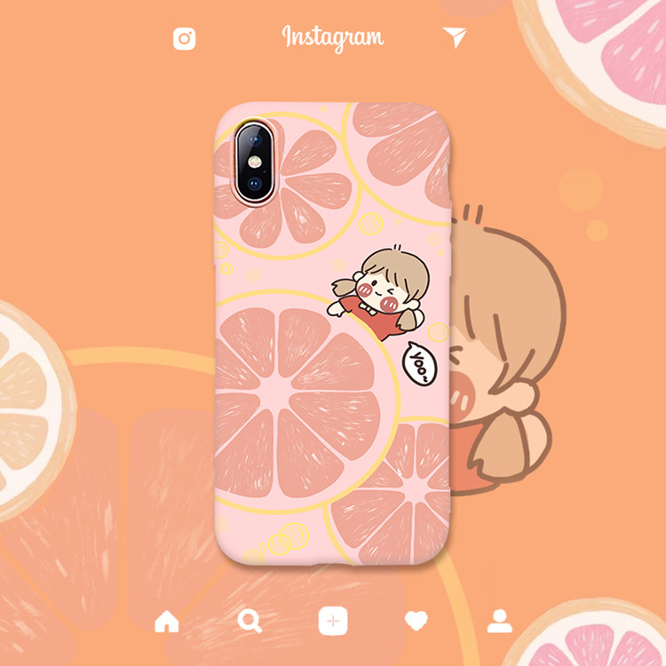 信彦数码专营店夏日水蜜桃柚子苹果8plus手机壳7/8/6/6s/plus男5s卡通iphonex硅胶xr防摔11 promax保护套xs个性P软x全包女款1