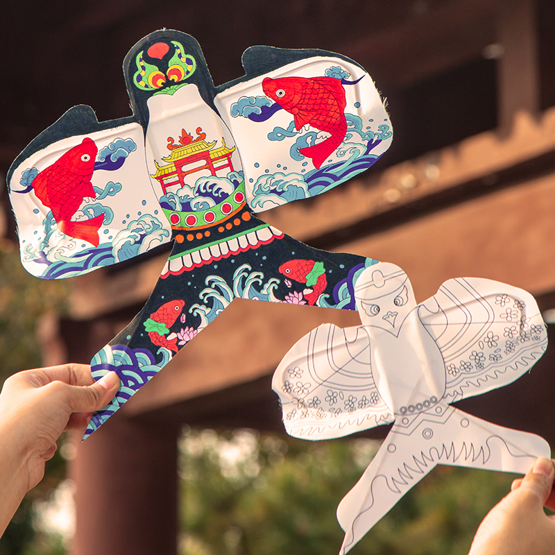 风筝diy材料包涂色纸鸢空白沙燕手工手绘儿童迷你小绘画自制新款 - 图1