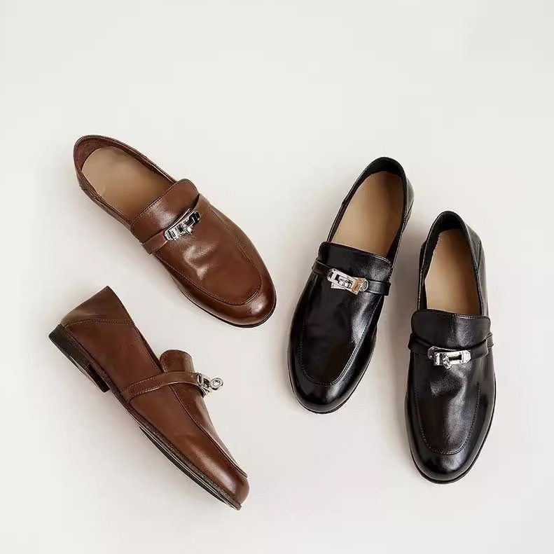 割草机老k 水洗做旧擦色老钱风乐福鞋 复古小皮鞋女低跟2025新款,淘宝优惠券,粉丝福利购,淘宝优惠卷