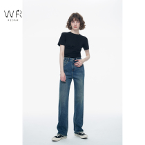 WR (rétro classique) American étroite version of wide leg pants woman high waist loose cylindrée jeans long pants AU310