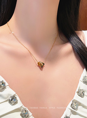 钛钢不掉色双环字母项链女