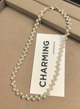 辣妹款珍珠颈链项链女