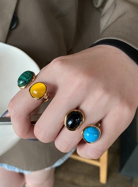 复古彩色宝石戒指女时尚个性