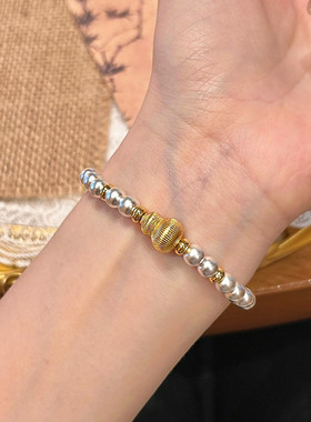 高颜值拉丝金葫芦手链女