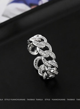 轻奢镶钻链条女士食指戒百搭