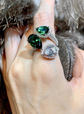 蓝宝石开口指环轻奢戒指