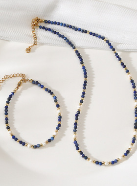 青金石淡水珍珠项链女款轻奢小众