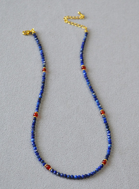 青金红玛瑙淡水珍珠项链女款