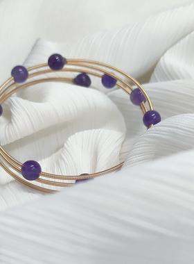 简约大方不易撞款天然紫水晶手镯