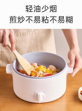 110V220V电煮锅美规家用宿舍学生多功能一体台湾香港蒸煮电热炒锅
