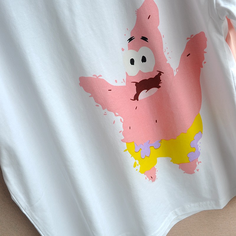 130-175码可亲子女童中大童海绵宝宝派大星纯棉短袖T恤夏装上衣 - 图0