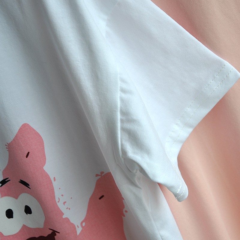 130-175码可亲子女童中大童海绵宝宝派大星纯棉短袖T恤夏装上衣 - 图1