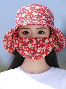 防晒口罩一体帽子夏季新款女防晒