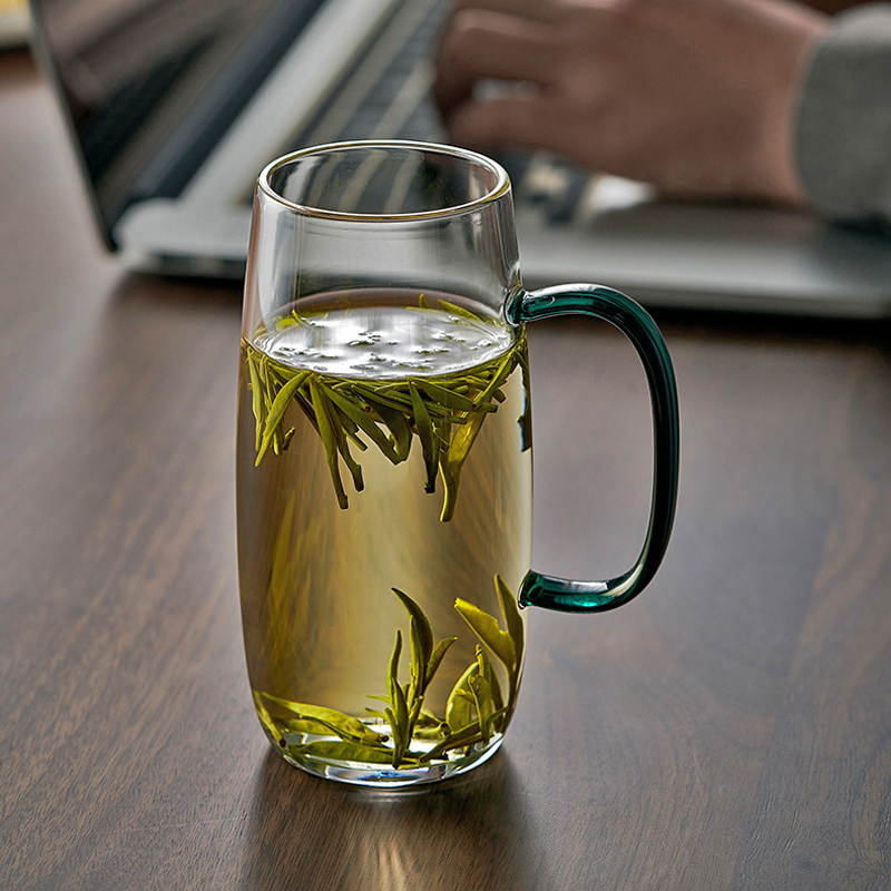 茶本堂茶杯透明耐热水杯高端杯子加厚玻璃带把家用绿茶杯高级感杯_虎窝淘