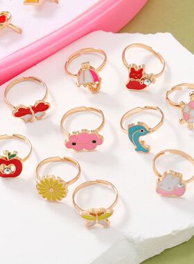 跨境热销儿童戒指环蝴蝶结合金